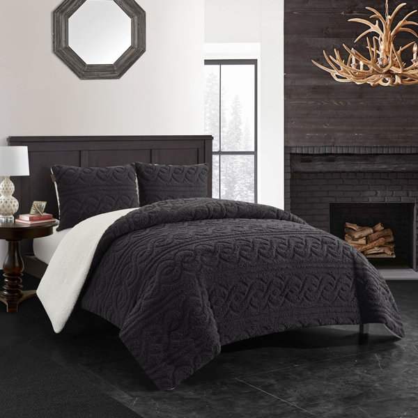 Dearfoams Charcoal Microfiber Reversible 3 Piece Comforter Set Wayfair
